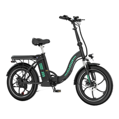 Black KOOLUX BK6S 3.0 Folding Electric Bike with green branding on a white background - Pogo Cycles