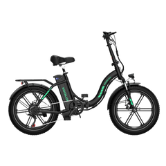 Black KOOLUX BK6S 4.0 Folding Electric Bike with green branding on a white background