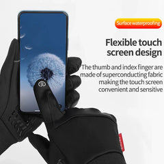 Outdoor motorcycle gloves with winter insulation and waterproof electric bike handle cover touch screen full finger riding equip