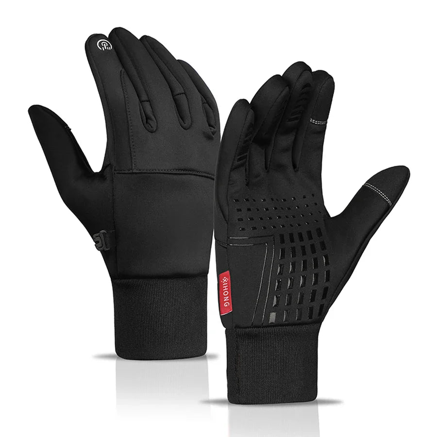 Outdoor motorcycle gloves with winter insulation and waterproof electric bike handle cover touch screen full finger riding equip