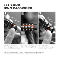 DOMEN Bicycle Lock Steel Wire Chain Lock Bike Motorcycle 4 Digit Password Steel Wire Locks Anti-theft Wire Rope Lock Helmet Lock