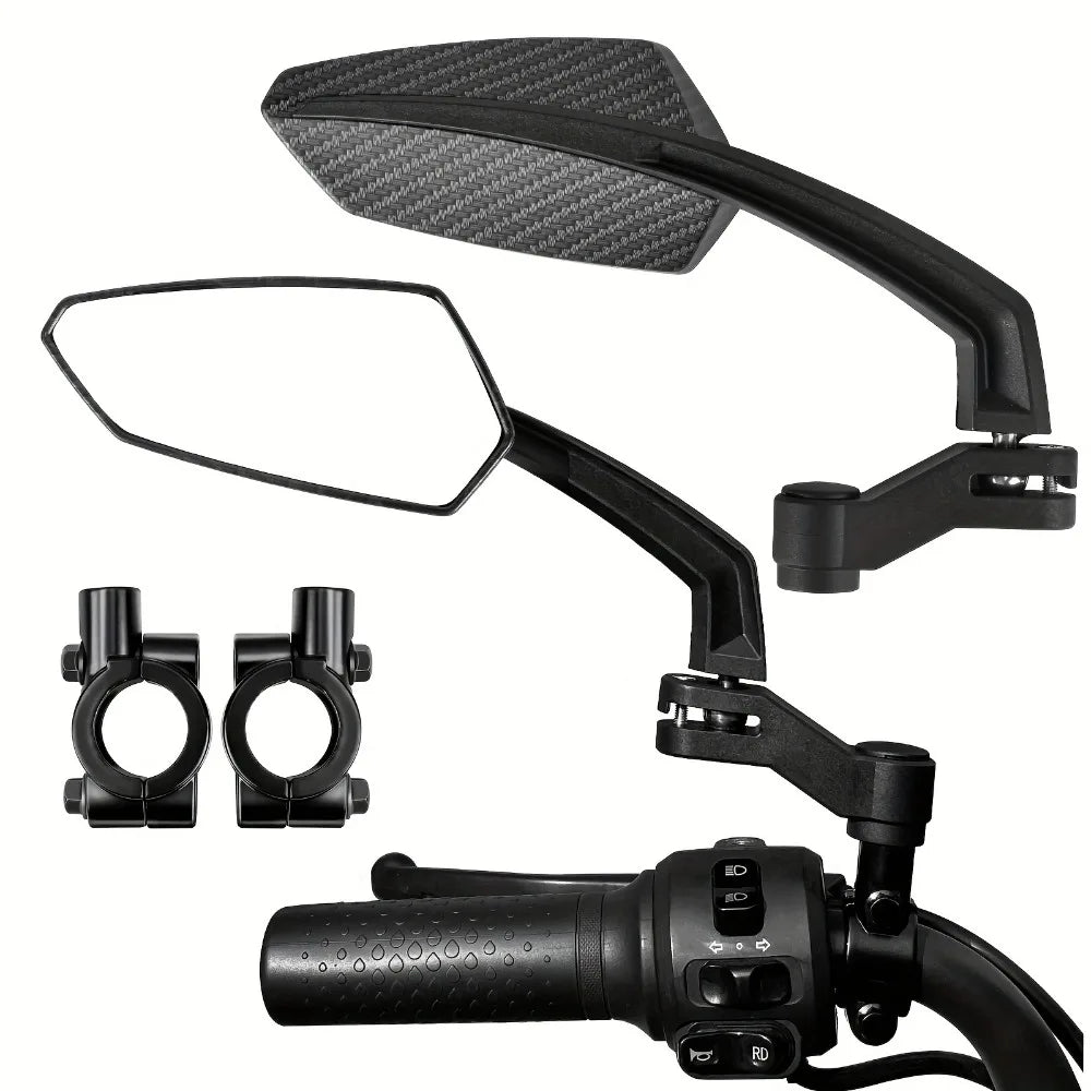Universal Bike Handlebar Rear View Mirrors 360° Rotatable Wide Angle Safety Glass for Bicycles E-bikes