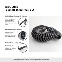 DOMEN Bicycle Lock Steel Wire Chain Lock Bike Motorcycle 4 Digit Password Steel Wire Locks Anti-theft Wire Rope Lock Helmet Lock