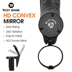 WEST BIKING Bike Rearview Mirror Universal Adjustable Convex Mirrors Rotate Handlebar End Mirror MTB Road Bike Accessories
