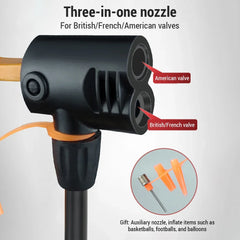 Bike Pump 160PSI Portable Gauge Airpump Inflator with 3-in-1 Nozzle Schrader Presta Valve Mountain Road Ball Bicycle Accessories
