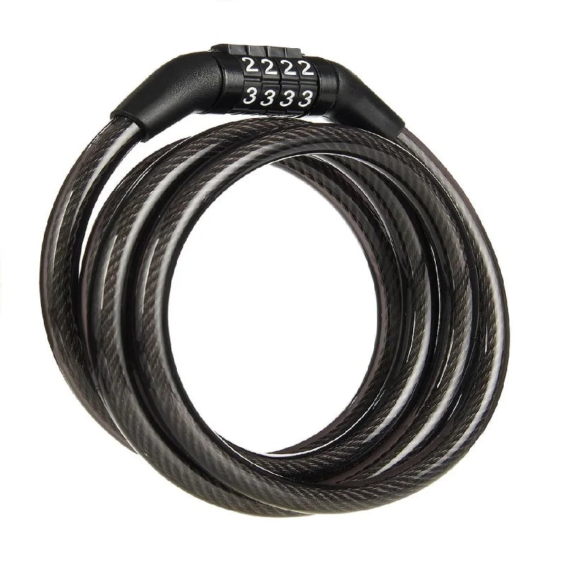 Anti theft bicycle lock, 4-digit password lock, 1-meter ultra strong cable, suitable for mountain bikes, road bikes,