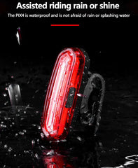 MTB Road Bike Rear Light USB Rechargeable LED Bike Tail Light Easy to Install Bicycle Warning Taillights for Night Riding Safety