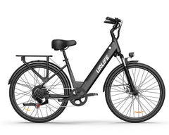 Black URLIFE E26 Step-Through Electric Bike with URLIFE branding on a white background