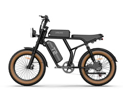 URLIFE T2 Off Road Electric Bike with brown tires on a white background - Black 