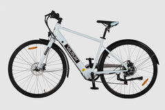 White VARUN C7007 Premium Commuter Electric Bicycle with black wheels on a light gray background