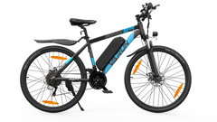 Black VARUN M27-1 Electric bicycle  with blue accents on a white background