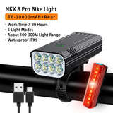 10000mAh 6-8 LED Bike Light USB Rechargeable 3600 Lumens Bike Headlight Super Bright Flashlight Front Lights and Back Rear light - Pogo Cycles