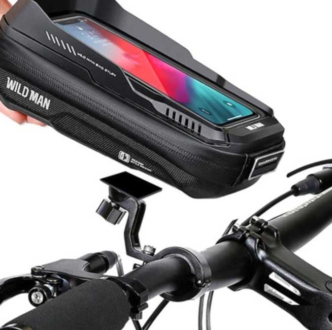 WILD MAN Rainproof Bike Bag Hard Shell Bicycle Phone Holder Case Touch Screen Cycling Bag 6.7 Inch Phone Case Mtb Accessories
