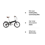 Bickerton Argent 1808 Folding Bike, Lightweight Adult Bike With 8 Speed Gear Range, 20" Classically Designed Fold Up Bike, Compact & Reliable Foldable Bike To Get You Moving, Quick & Easy Fold Bicycle