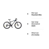 Insync Men's Zukan 27.5-Inch (650B) Front Suspension Alloy ATB 24 Speed Mountain Bike, 19-Inch Size, Black