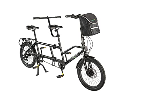 ECOSMO 20" New Folding City Tandem Bicycle Bike 7SP SHIMANO with Disc Brakes - 20TF01BL