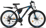 Licorne Bike Effect Premium Mountain Bike - Alloy Frame Bicycle for Boys, Girls, Men and Women - 21 Speed Gear, 26 inch, Black/Blue (2x Disc Brake)
