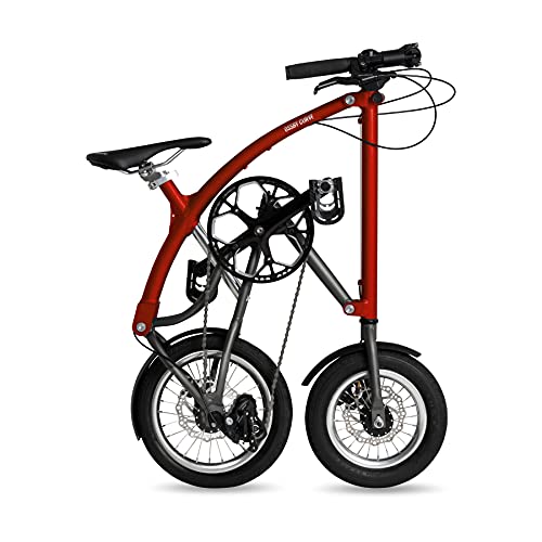 OSSBY Adult Curve Eco Folding Bike - Aluminium Urban Bike with 3 Speeds - Folding City Bike with 14" Whee (Red)