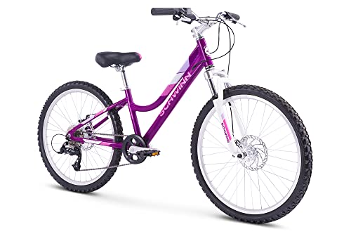 Schwinn Breaker 24" G Kids Bike 21-Speed Mountain Bike for Girls Alloy Steel & Aluminum Frame with Dual Disc Brake for Maximum Safety and Comfortable Ride Purple