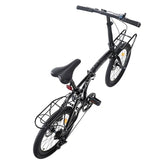 Jamiah 20 Inch Folding Bike for Adult Men and Women Teens, 7 Speed Shimano Drivetrain, Handle Seat Height Adjustable, Foldable Bike with Front Rear Storage Rack Dual V Brakes (Black & Grey)