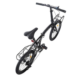 Jamiah 20 Inch Folding Bike for Adult Men and Women Teens, 7 Speed Shimano Drivetrain, Handle Seat Height Adjustable, Foldable Bike with Front Rear Storage Rack Dual V Brakes (Black & Grey)