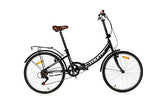 Moma Bikes, TOP CLASS 24", Folding City Bike, Black, Aluminum, 6 Speeds, Comfort Saddle
