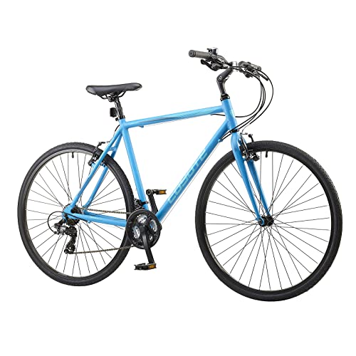 Coyote Absolute AX Gents's Urban Bike With 700C Wheels 22-Inch Aluminium Frame, 21-Speed Shimano Gearing & Shimano EZ Fire Shifters,V-Brake, Blue Colour