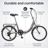 Schwinn Loop Adult Folding Bike for Men and Women, 20-inch Wheels, 7-Speed Drivetrain, Rear Cargo Rack, Carrying Bag, Silver