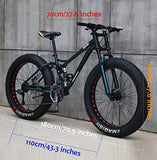 Wind Greeting 26" Mountain Bikes,24 Speed Bicycle,Adult Fat Tire Mountain Trail Bike,High-carbon Steel Frame Dual Full Suspension Dual Disc Brake (Cyan)
