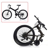 ROMYIX Adult Mountain Bike Foldable, 26-Inch 21 Speed Folding Mountain Bike Mens/Womens MTB Bicycle Full Suspension