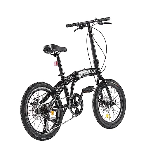 Jamiah 20 Inch Folding Bike for Adult Men and Women Teens, 7 Speed Shimano Drivetrain, Handle Seat Height Adjustable, Ideal for Commuting (Black & Grey)