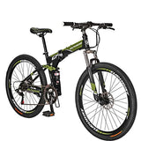 Eurobike Folding Mountain Bike 27.5 inch for Men and Women 17 inch Frame Adult Bicycle (green)
