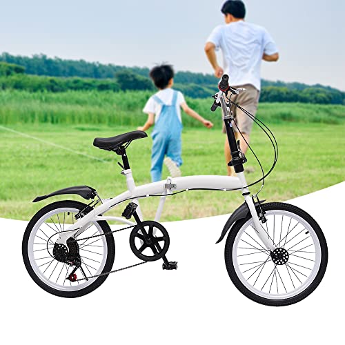 Esyogen 20" Folding Bicycle For Adults 7 Spee Lightweight Alloy Folding City Bike Bicycle,Seat And Handlebar Adjustable