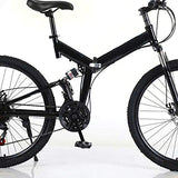 ROMYIX Adult Mountain Bike Foldable, 26-Inch 21 Speed Folding Mountain Bike Mens/Womens MTB Bicycle Full Suspension