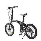 Jamiah 20 Inch Folding Bike for Adult Men and Women Teens, 7 Speed Shimano Drivetrain, Handle Seat Height Adjustable, Ideal for Commuting (Black & Grey)