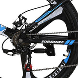 Eurobike JMC Folding Mountain Bike G4 26 Inches 21 Speed Dual Suspension Disc brake Adult Folding Bicycle Blue