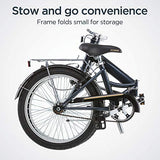 Schwinn Hinge Adult Folding Bike, 20-inch Wheels, Single Speed Drivetrain, Rear Carry Rack, Carrying Bag, Grey