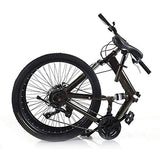 ROMYIX Adult Mountain Bike Foldable, 26-Inch 21 Speed Folding Mountain Bike Mens/Womens MTB Bicycle Full Suspension