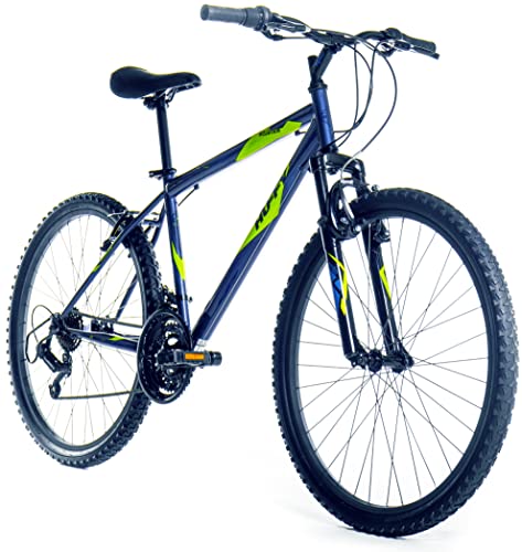 Huffy Stone Mountain Mens 26 Inch Wheel Hardtail Mountain Bike Front Suspension 21 Speed Blue Adults, Denim Blue
