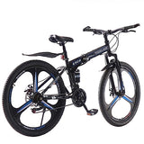 BSTSEL 27.5Inch Adult Folding Mountain Bike,Dual Suspension Mountain Bikes with 27.5 Inches 3-Spoke Wheel, Shimano 21 Speed Mens and Womens Foldable Mountain Bicycle (Black& Blue)