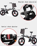 20 Inch Folding Bike for Adult Men and Women Teens,Front and rear double shock absorption,7 variable speed,Double disc brake,Handle+seat height adjustable,Give away:10 bicycle accessories/black