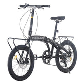 Jamiah 20 Inch Folding Bike for Adult Men and Women Teens, 7 Speed Shimano Drivetrain, Handle Seat Height Adjustable, Foldable Bike with Front Rear Storage Rack Dual V Brakes (Black & Grey)