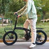 Jamiah 20 Inch Folding Bike for Adult Men and Women Teens, 7 Speed Shimano Drivetrain, Handle Seat Height Adjustable, Foldable Bike with Front Rear Storage Rack Dual V Brakes (Black & Grey)