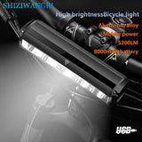 8000mAh 5 Led Bike Light Front Waterproof Led Flashlight for Bicycle Rechargeable 5200Lm Headlight Lamp Bicycle Accessories - Pogo Cycles