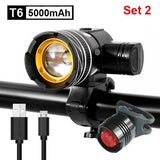 NEWBOLER 5000mAh Bicycle Light Set T6 USB Rechargeable Battery Adjustable Zoom Bike Front Headlight Cycling Lamp with Taillight - Pogo Cycles