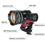 NEWBOLER 5000mAh Bicycle Light Set T6 USB Rechargeable Battery Adjustable Zoom Bike Front Headlight Cycling Lamp with Taillight - Pogo Cycles