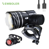 NEWBOLER 5000mAh Bicycle Light Set T6 USB Rechargeable Battery Adjustable Zoom Bike Front Headlight Cycling Lamp with Taillight - Pogo Cycles