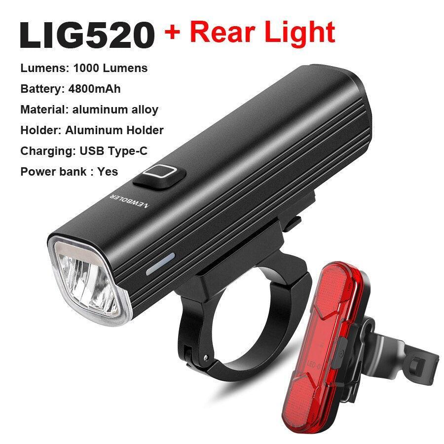 NEWBOLER 1000 Lumen Flashlight For Bicycle USB Bike Front Rear Light Set Rainproof MTB Headlight 4800mAh Cycling Lamp Accessory - Pogo Cycles