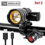 NEWBOLER 5000mAh Bicycle Light Set T6 USB Rechargeable Battery Adjustable Zoom Bike Front Headlight Cycling Lamp with Taillight - Pogo Cycles