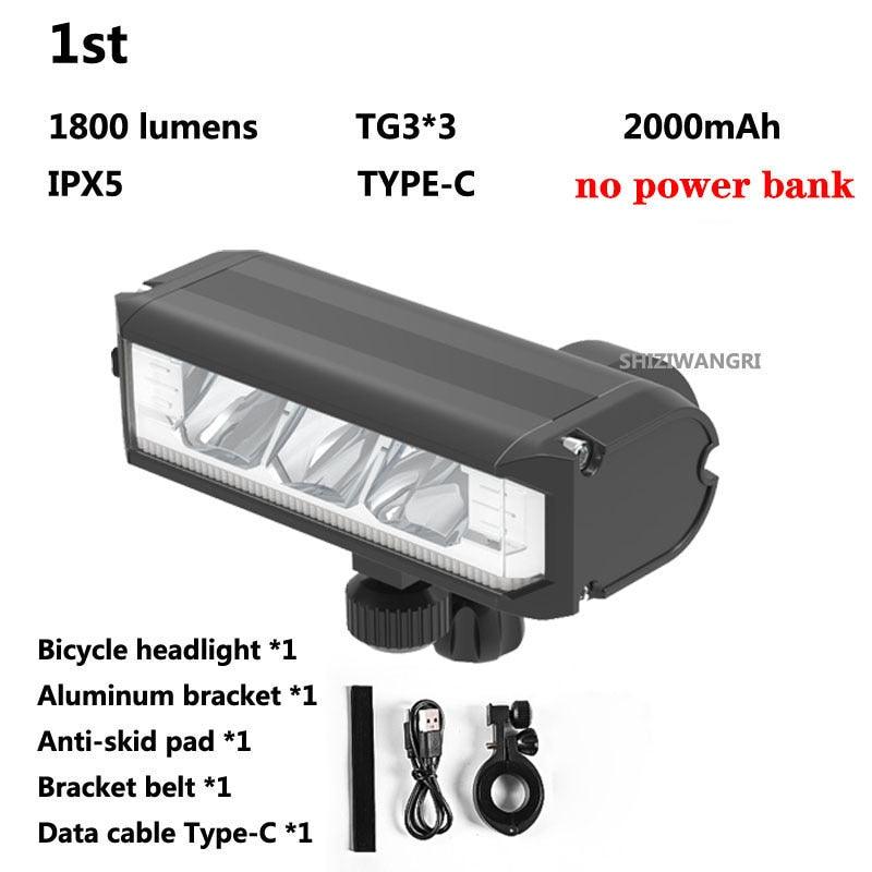 8000mAh 5 LED 5*P90 Bike Light Waterproof USB Rechargeable LED Bicycle Light 5200 Lumens Flashlight and Headlamp As Power Bank - Pogo Cycles